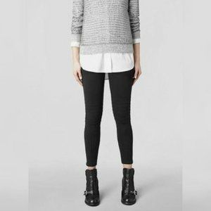 All Saints  Women Black 9” High Rise Ridley Pull on  Moto Ankle Leggings Size 6